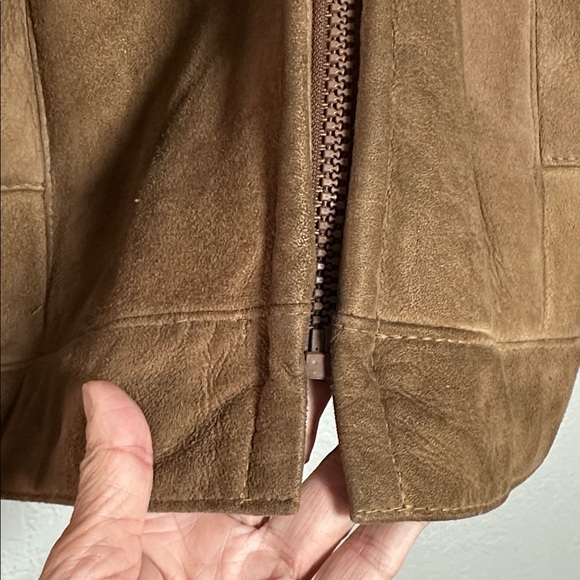 Pitkin County Dry Goods Suede Jacket Camel Brown Shearling Pockets Vintage 42 - Picture 4 of 12